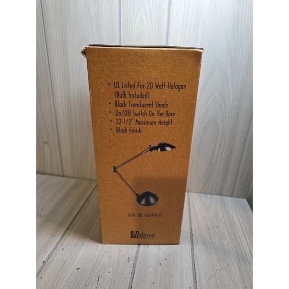 Vtg ADESSO Adjustable Arm & Shade Office Lamp Halogen Desk Lamp Light - Picture 4 of 9